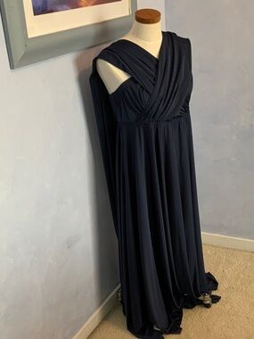 torrid Navy One-Shoulder Draped Maxi Dress